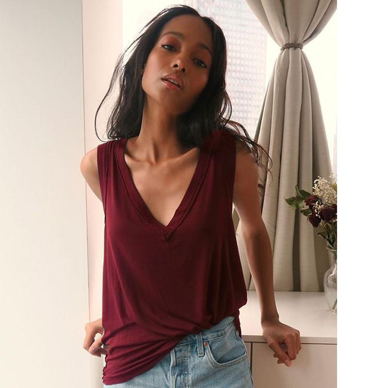 Fashion V-neck Loose Women's Tank Top Breathable Comfortable Sleeveless Outerwear Top