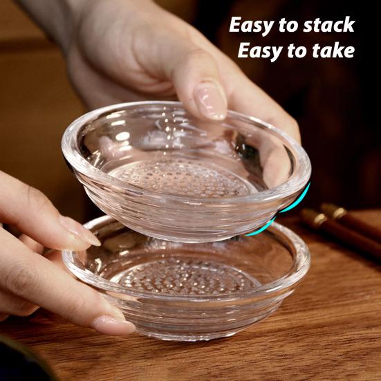Yousheng 2 ks Japonská skleněná struhadla Miska na koření 60 ml Mini miska na dip s drážkami na strouhání Multifunkční nástroje na krájení zázvoru, česneku a cibule