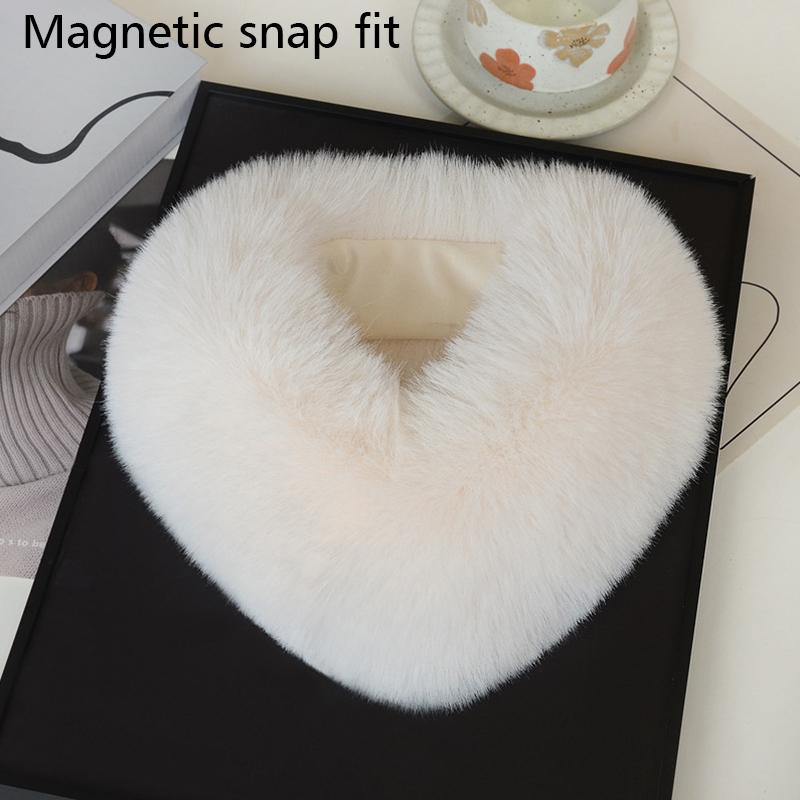 

1 шт. Универсальный меховой воротник Модный многоцветный искусственный лисий мех Подарок Магнитная застежка Шаль Шарф Теплый плюшевый белый