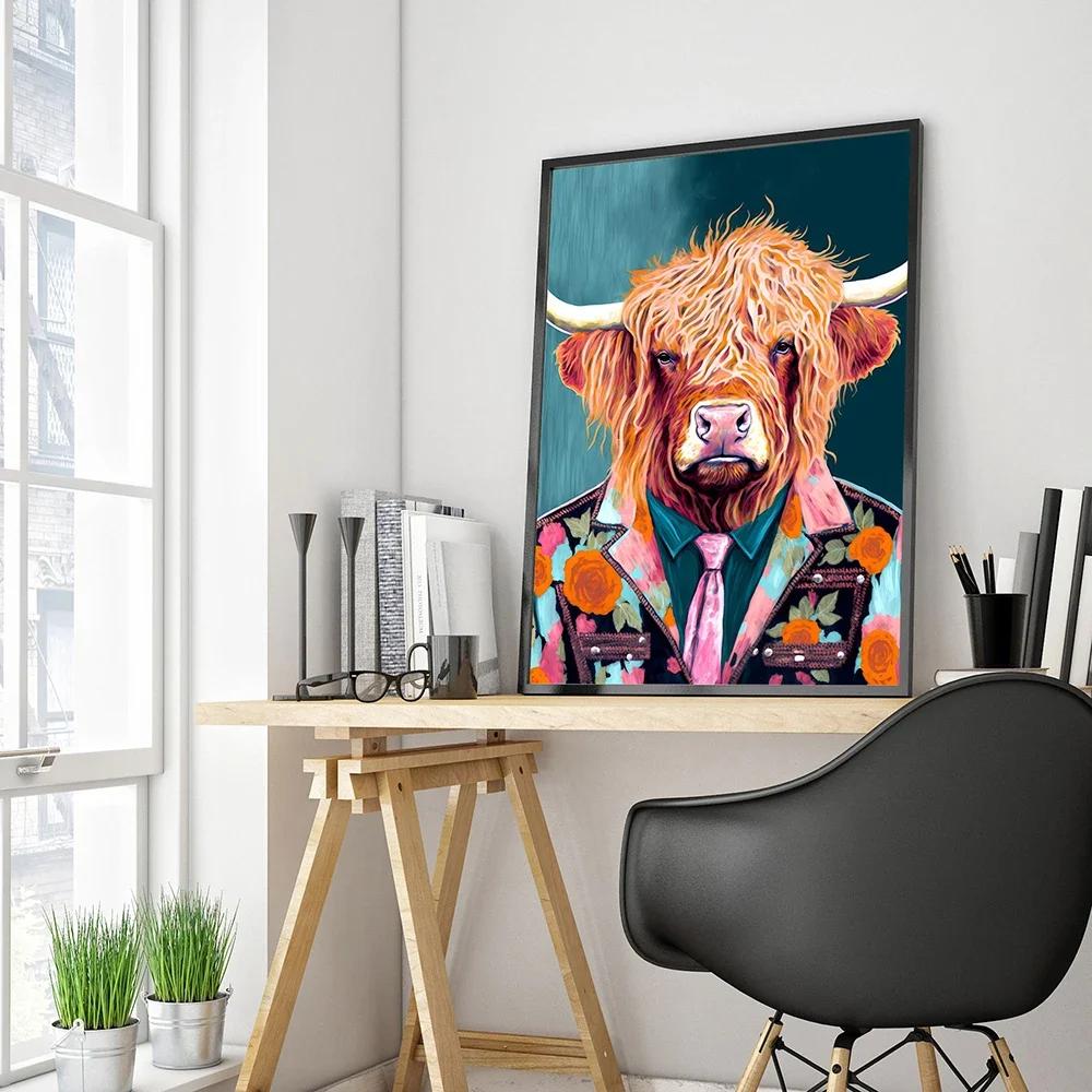 Fashion French bulldog lion giraffe portrait animal canvas painting posters and prints Scandinavian wall art painting for the living room