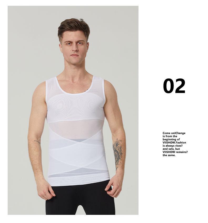 Men's Tummy Control Shaping Vest - Breathable Mesh Bodysuit with Bust and Tummy Support.
