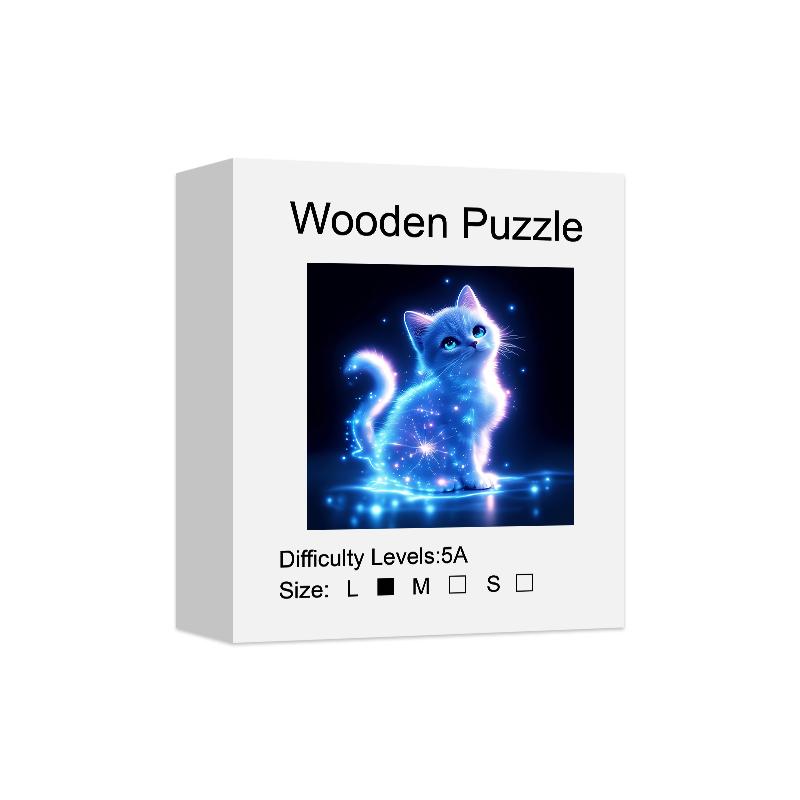 Wooden Puzzle for Adults,Cat Puzzles, Irregular Animal Shaped Unique Wooden Jigsaw Puzzle,Modern Art Home Decor
