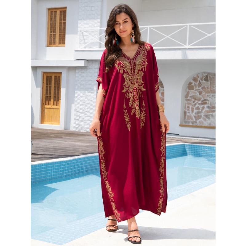 Moda damska Lato Wiosna Kwiatowy wzór Nadruk Rękawy 1/2 Dekolt w serek Luźna talia Sukienki codzienne