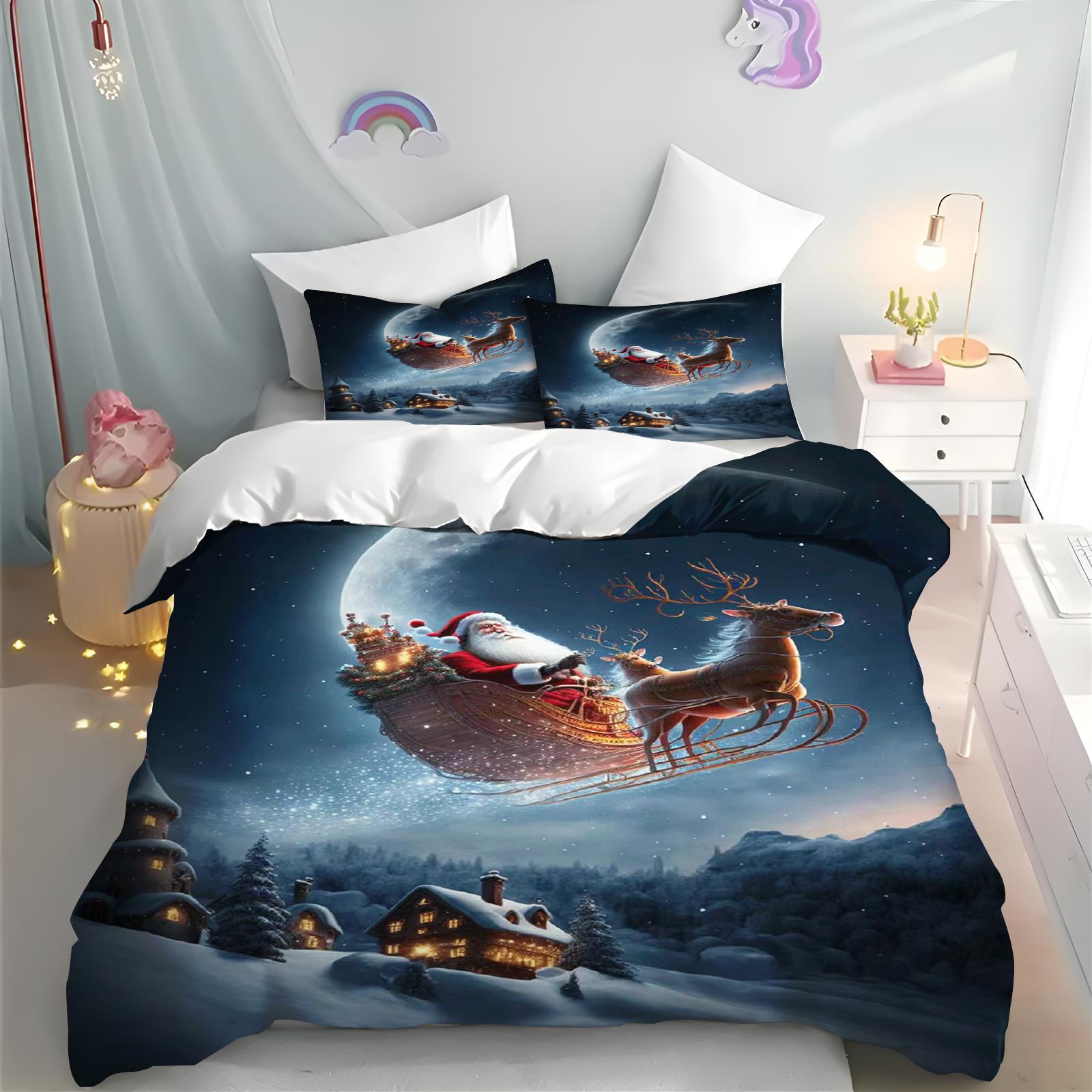 Merry Christmas Cover Quilt, Cartoon Duvet Printing, Home Breathable, Children s Bedding, Custom Made Set, Kingreathable Bedding 135x200cm