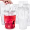 Plastic Cups with Lid and Straw,Disposable Coffee Cups with Lids for Iced Coffee,Smoothie,Milkshake,Cold & Hot Drinks, Sturdy