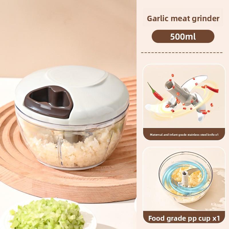 

Garlic masher, manual garlic press, multifunctional garlic chopper, ginger-garlic-meat mincer, baby food processor, kitchen mini garlic grinder Gray medium [3 knives]