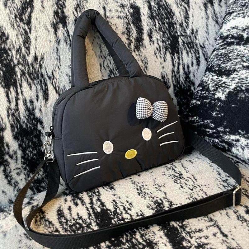 Cute Cartoon Kitty Handbag New Women's Shoulder Bag Crossbody Bag Large Capacity Commuter Tote Bag Solid Color Women Handbag