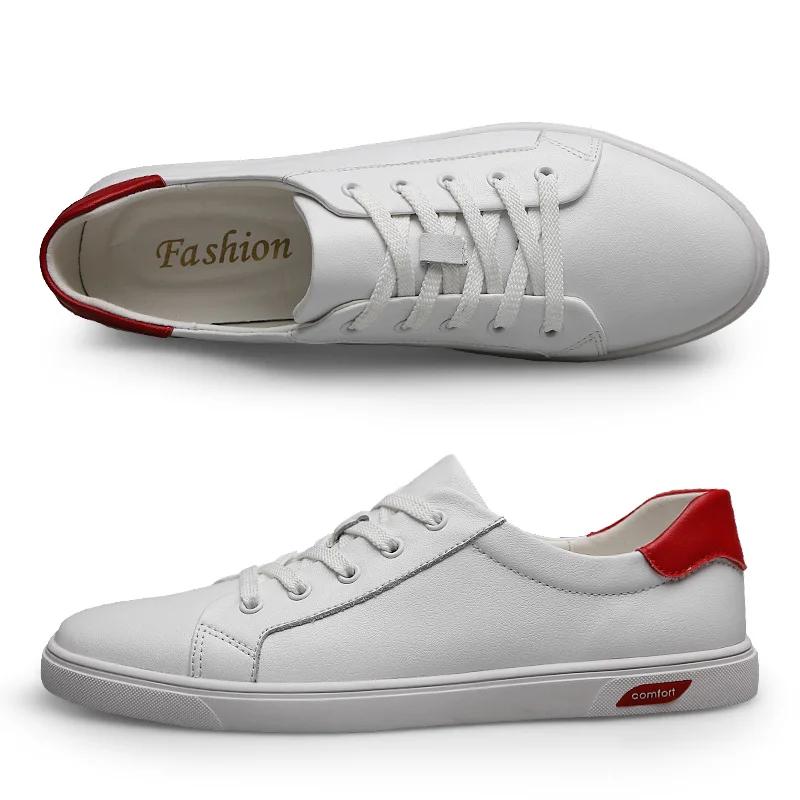 Høy Kvalitet Ekte Skinn Herresko Luksus Sneakers Menn Mannlige Flats Mote Merke Design Fottøy Fritidssko for Menn