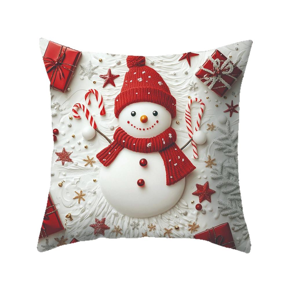 2025 45x45cm Christmas Pillowcase Cartoon Santa Snowman Elk Sofa Cushion Cover Home Bed Car Decor Merry Xmas Square Pillow Case