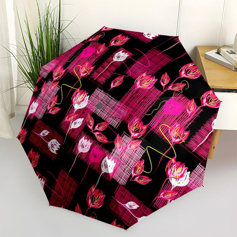 1pc Abstract Floral Pattern Design Umbrella with Plastic Handle,Suitable for All Seasons Umbrellaptys26096