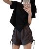 Irregular Drawstring Short Sleeved T-Shirt For Summer
