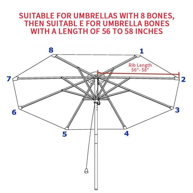 Colorful Patio Umbrella Replacement Canopy Market Umbrella Top Outdoor Umbrella Canopy with 6/8 Ribs (Canopy Only)