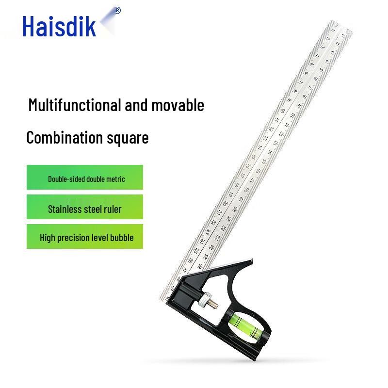 Haisidike Stainless Steel Combination Square with Level 0-300mm