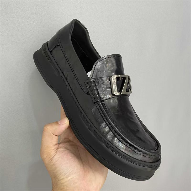 New men's shoes lazy business hollow casual leather shoes men's thick-soled versatile leather breathable Doudou shoes