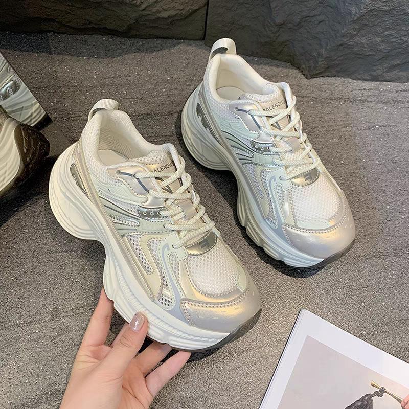 ins campus mesh dad shoes women 2025 spring and summer new thick-soled versatile breathable lightweight casual sports shoes tide