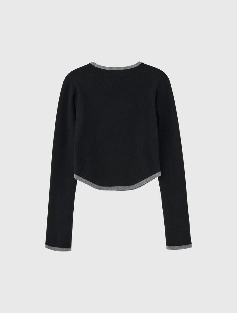 GENERALIDEA Superfine Wool Contrast Square Neck Pullover [Black] / Wbd4L05551