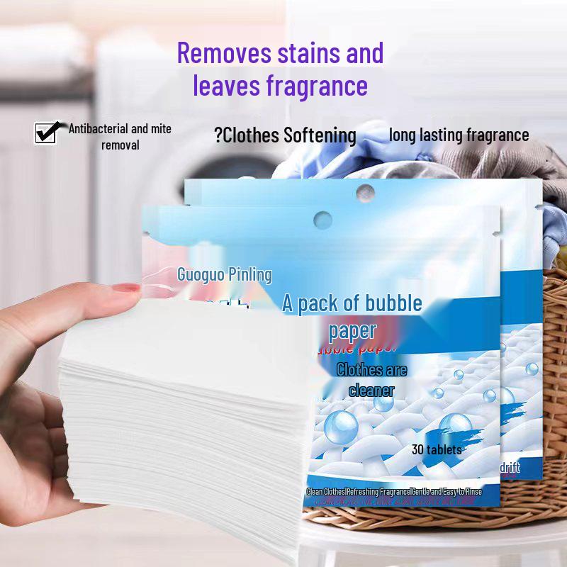 

Guoguo Jingling Portable Laundry Sheets, 30-Pack: Effective Stain Removal & Long-lasting Fragrance.