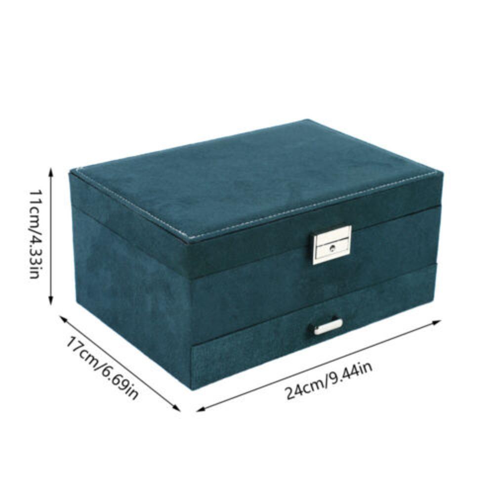 Bymaocar Dark Green 3 Layers Jewelry Box Organizer Large Capacity Women / Girls Earring Necklace Storage Birthday/holiday Gift