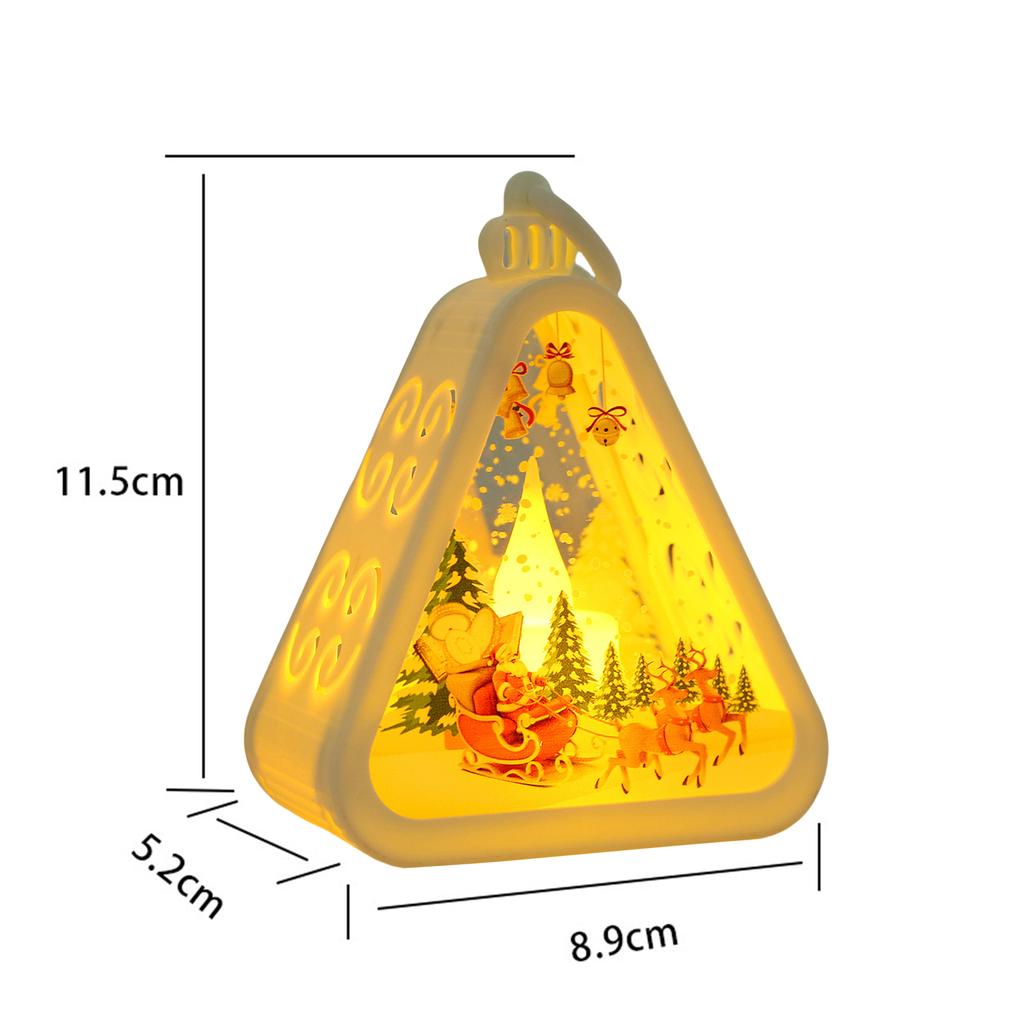 Mini Christmas LED Triangle Lantern Santa Claus Snowman Festival Lamp Bedside NightLight Xmas Holiday Table Decor Ornaments Gift