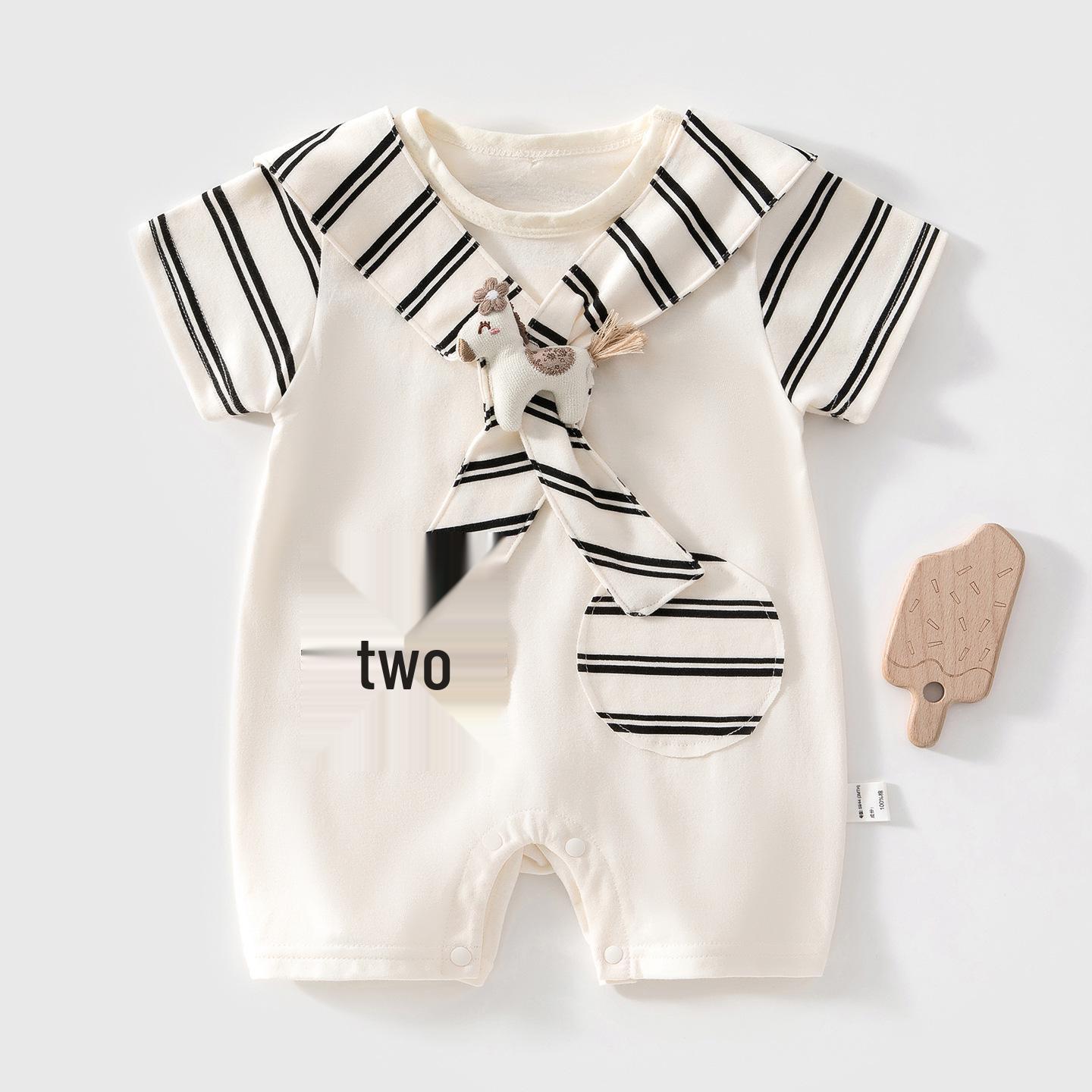 Summer Baby Cartoon Pajamas: Pure Cotton Short Sleeve Romper 73 cm