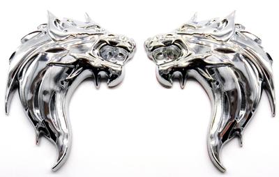 3D 3D Aufkleber Wolf Wolf Emblem Metall Links Rechts Einfach anzubringen Doppelseitiges Klebeband (Silber Links und Rechts)