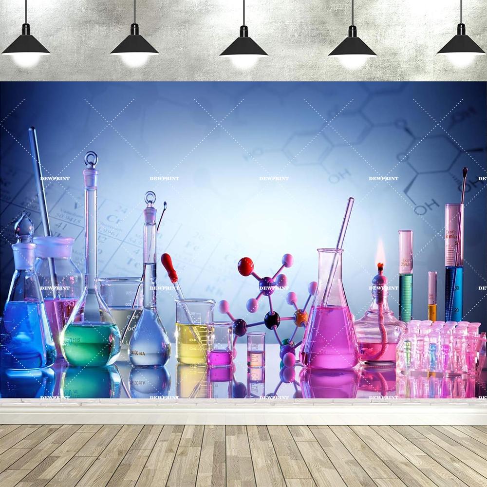 Dewprint Science Themed Background Banner for Chemistry Math Geometry and Physics Back to school Party Decoration Banner