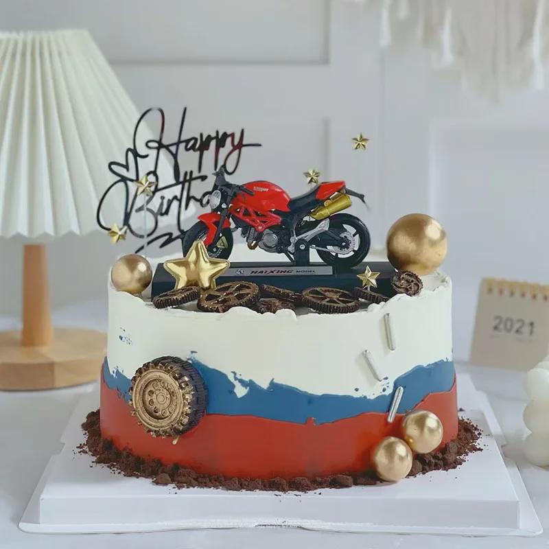 Motorcycle Cake Topper for Father's Day, Dad, Husband, or Boyfriend's Birthday