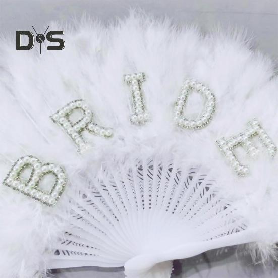 Vintage Feather Folding Fan Wedding Party Bride Hand Held Fan Portable Summer Fan Decoration Dance Performance Props Party Accessories