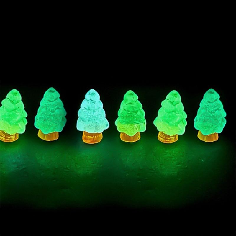 10 Pcs Microlandschaft Miniature Christmas Tree Decorations Snow Landscape Accessories Resin Crafts Luminous Ornaments