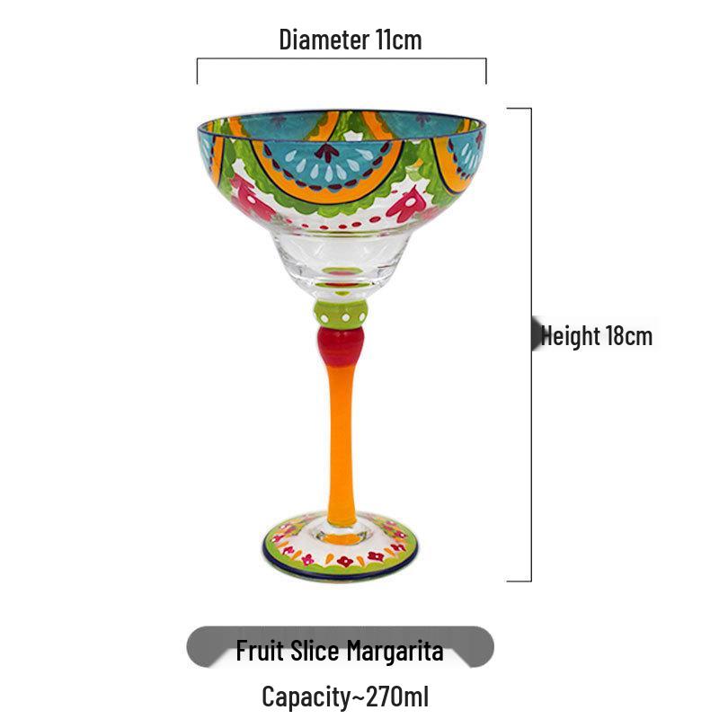 Hand-Painted High-Stem Margarita Glass for Cocktails