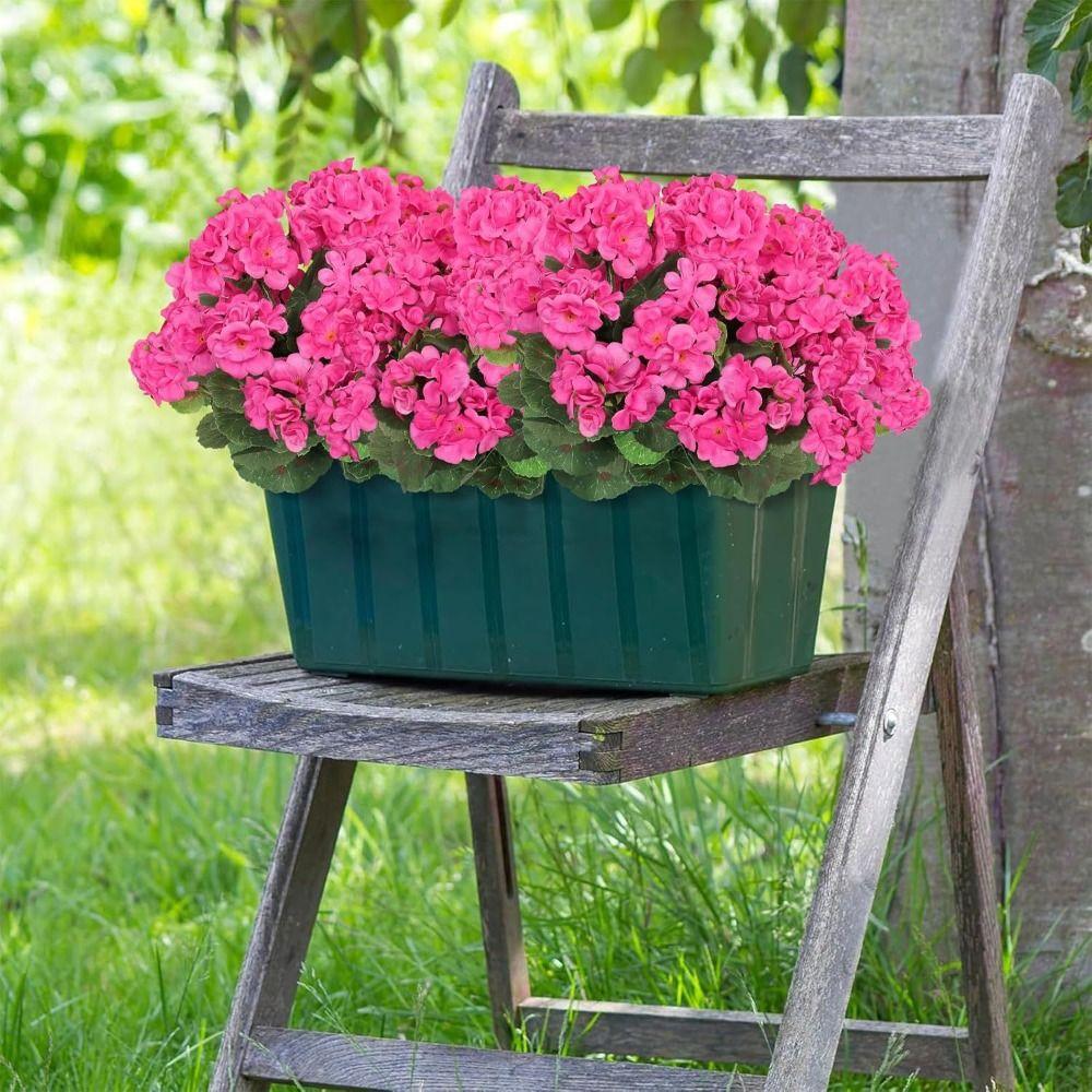 5-Head Design Artificial Geranium Flowers UV Resistant DIY Decoration Artificial Crabapple Blossom Silk Geraniums Flower