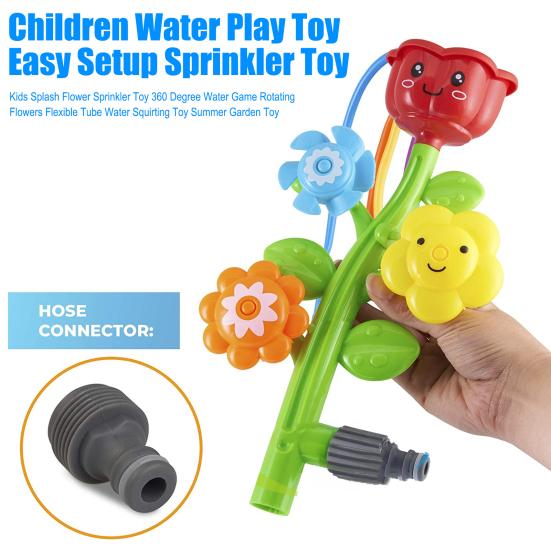 Kids Splash Flower Sprinkler Toy 360 Degree Water Game Rotating Flowers Flexible Tube Water Squirting Toy Summer Garden Toy