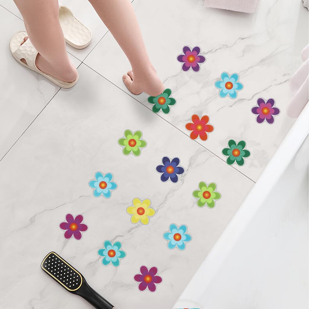 10-color Flower Self-adhesive Bathtub Non-slip Stickers for Bathroom and Stairs Strong Friction Safety Non-slip Tape Colorful Stickers