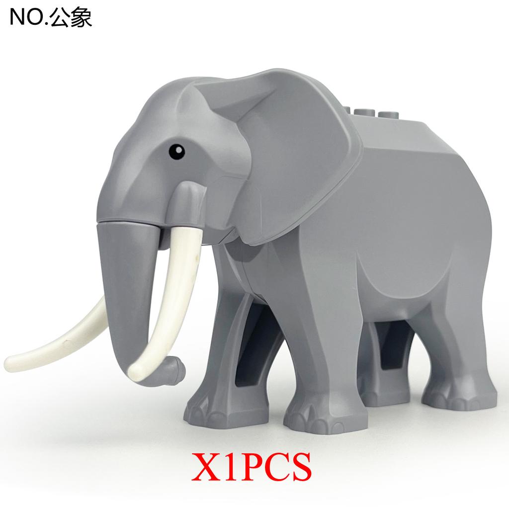 The Zoo Model African Elephants Camel Deer Crocodile Leopard Animal Building Blocks Educational Games Figure Brick Toys Kid B03