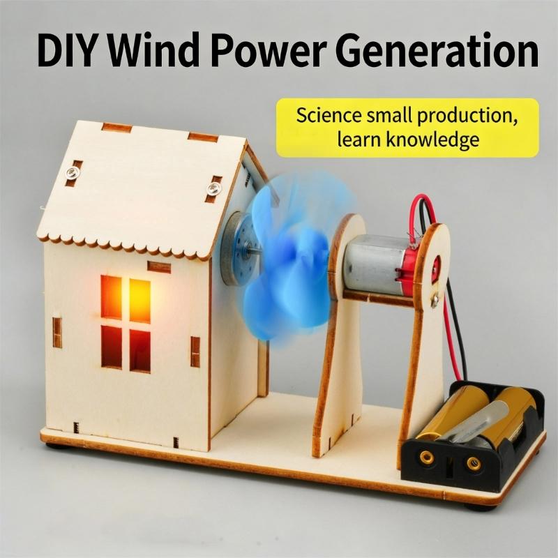 Pädagogisches Windkraftgenerator-Modellset Für den Schul-Naturkundeunterricht Einfacher handgefertigter Aufbau Mit LED-Anzeige
