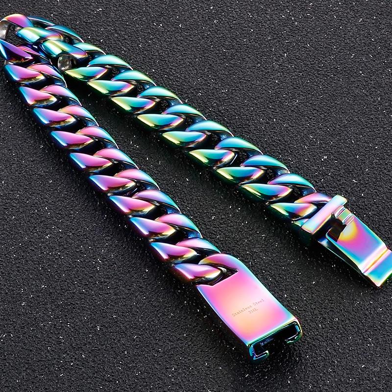 Pánský náramek 12 mm široký řetízek z nerezové oceli s přívěsky na ruku pro muže, vintage pánské šperky, doplňky