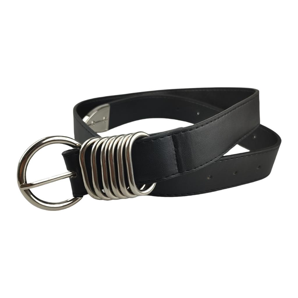 Niche Design of Women with Belts for High-end and Fashionable Versatile Decoration with Jeans Belt Metal Ring Pin Buckle Black Belt