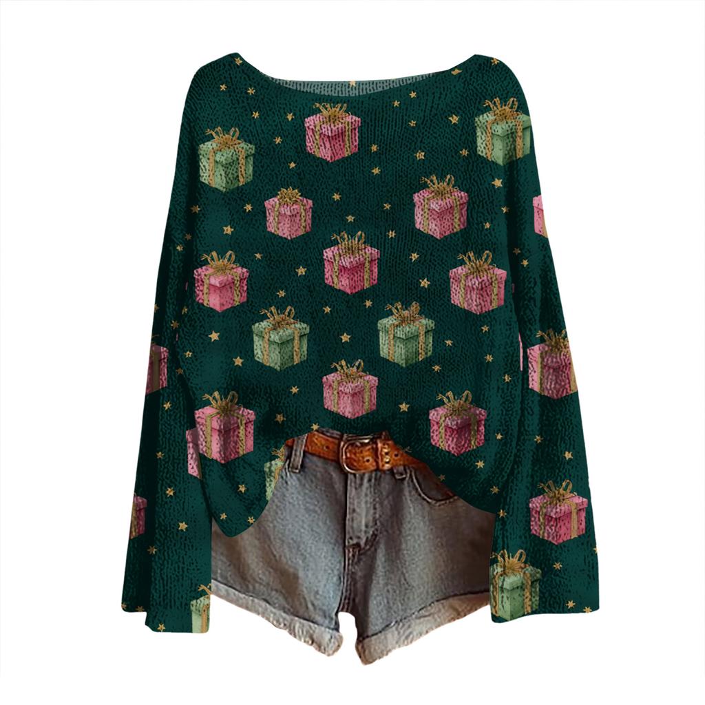 Women's Round Neck Lightweight Sweater Casual Long Sleeve Knit Pullover