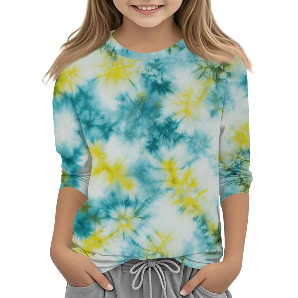 Children's 3/4 Sleeves Printed O-neck Top Everyday Casual T-shirt