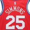 Nike NBA 76ers Ben Simmons Basketball Jersey Philadelphia 76ers Red Men's 877219-658