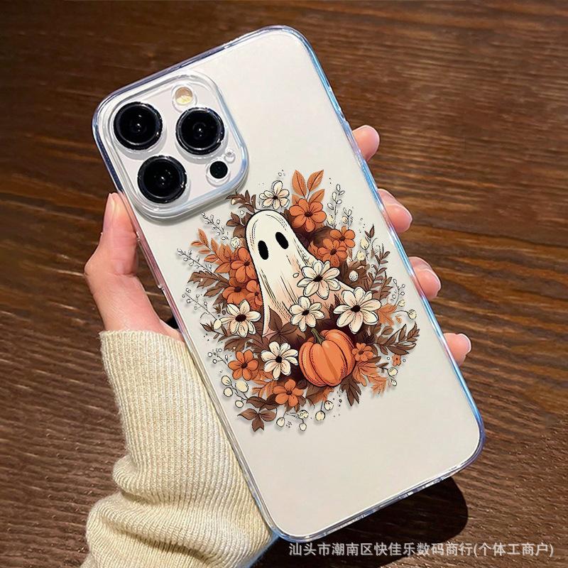 Halloween Pumpkin Illustration for Apple iPhone11/12/13/14/15/16ProMax Transparent Case 8