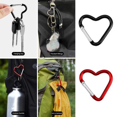 20Pcs Heart Shaped Carabiner Heavy Duty Aluminum Keychain Clip Spring Hook Backpack Water Bottle Hanging Buckle Outdoor Camping Accessories