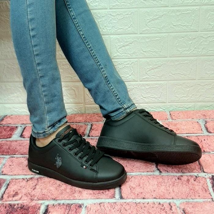 U.S.Polo Franco Black Flat Sole Sneaker Womens Mens Sneakers
