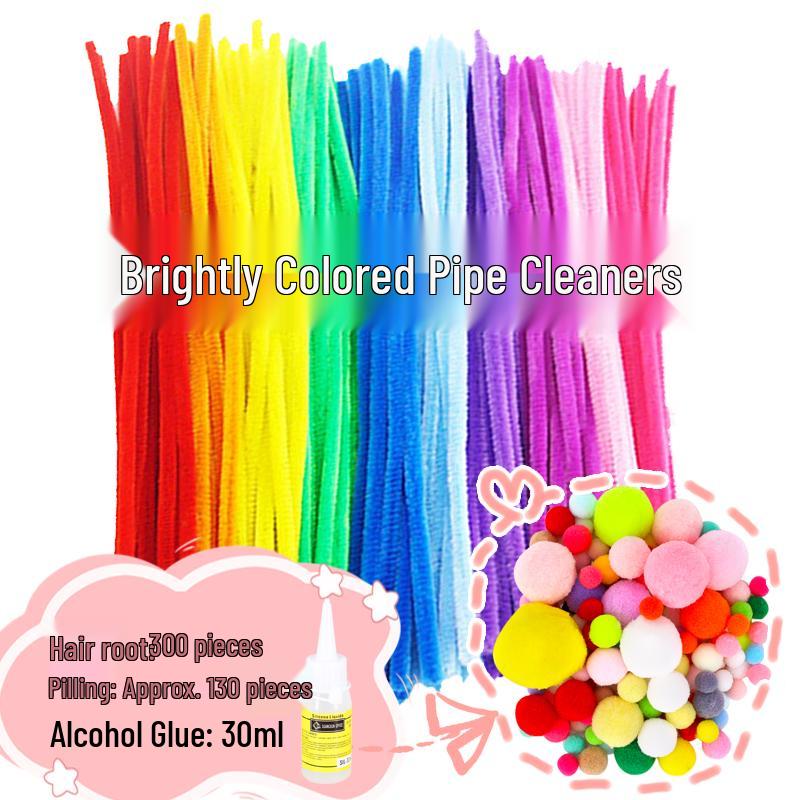 Colorful DIY Chenille Pipe Cleaner Bouquet - Plush, Handmade Spring Craft Pack In Macaron Shades for Children