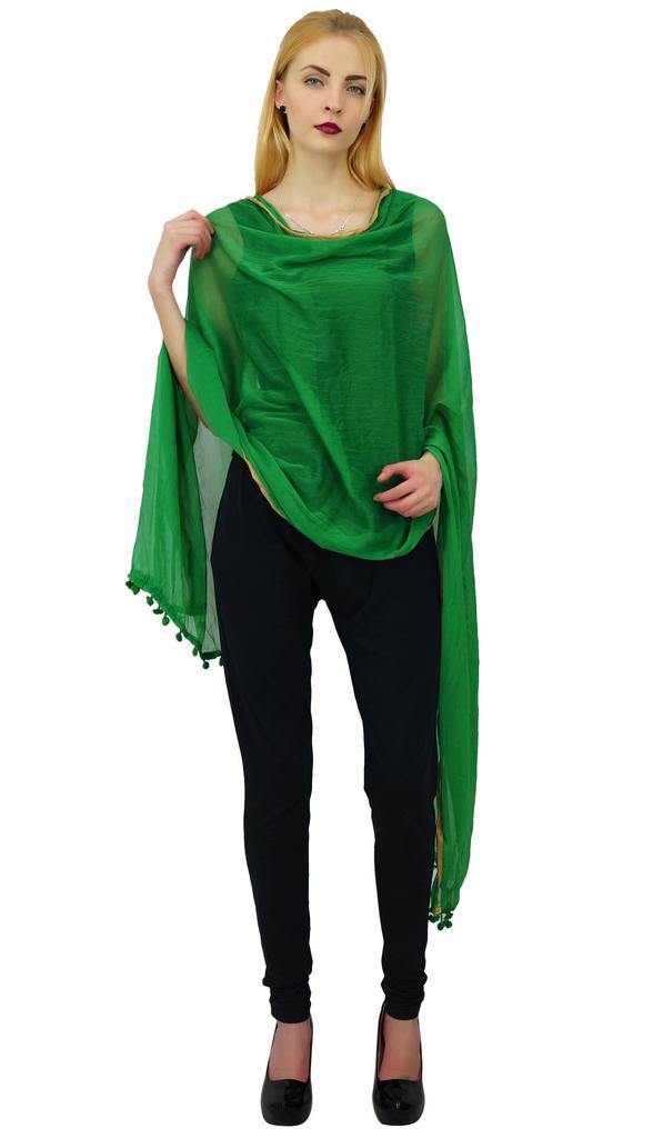 Stola aus Chiffon-Mischung, indischer langer Dupatta Chunni-Nackenwickelschal mit Quaste