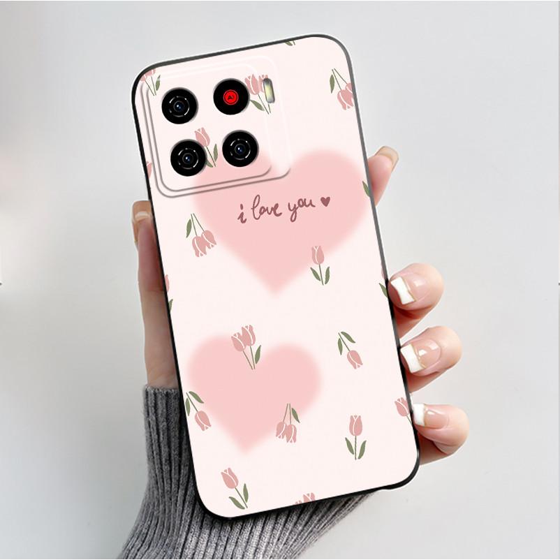 Handyhülle Für ZTE Blade A56 BladeA56 Pro Hülle Luxus Mode Schmetterling Blumen Schwarz Weiches TPU Silikon Schutzhülle Schale