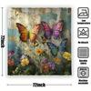 Waterproof 12 Hooks Machine Washable Colorful Butterfly Pattern One Piece Shower Curtain Suitable for Room Home Hotel Bathroom