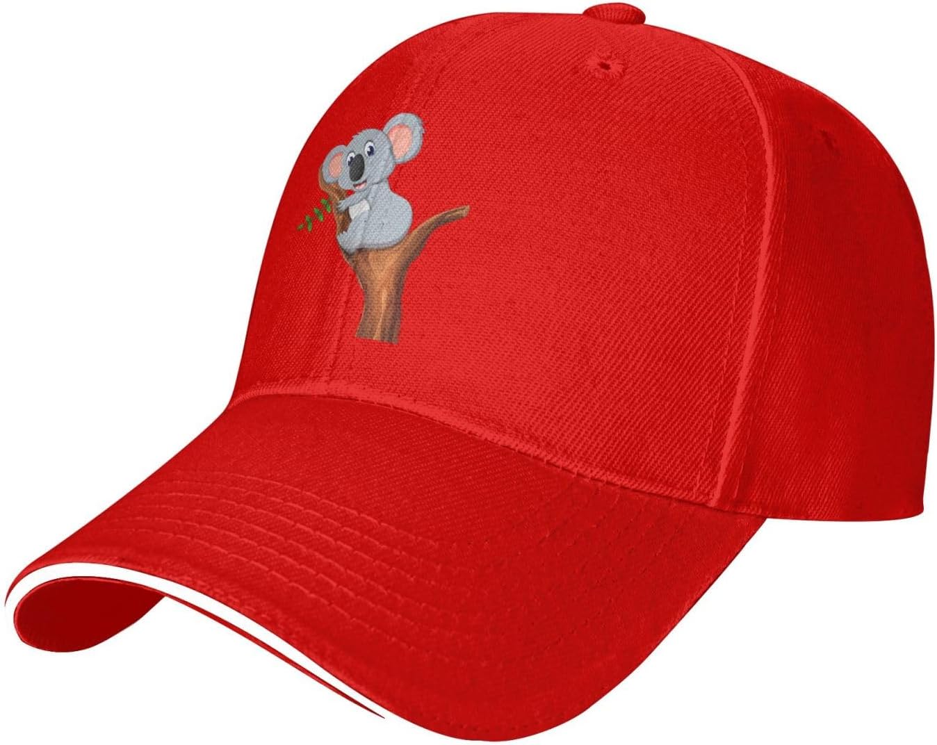 Cute Koala Eating Eucalyptus Baseball Cap Polyester Adjustable Outdoor Sport Hat Unisex One Size