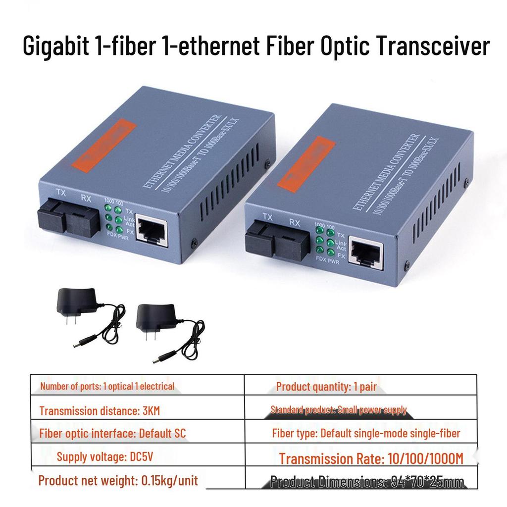 HTB-GS-03AB Single-Mode Single-Fiber Optic Transceiver SC - Gigabit 1 Fiber, 1 Electric