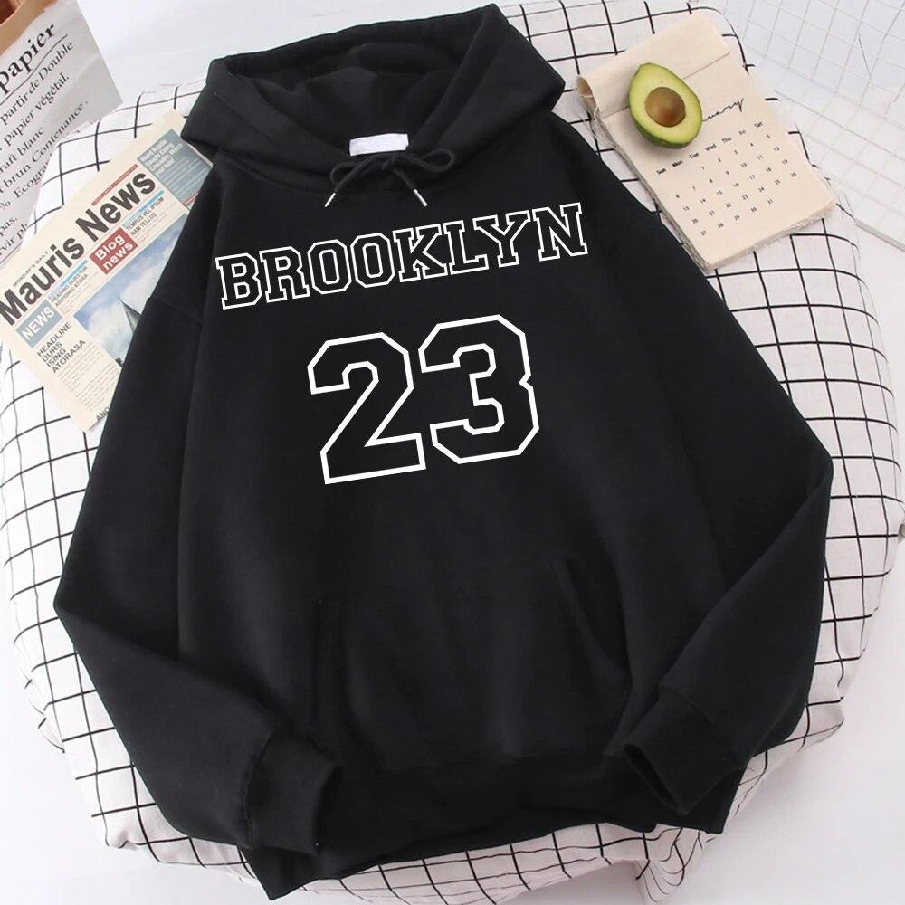 

Женская толстовка с длинным рукавом Brooklyn 23 Usa City Street Letter Hoodie Graphics Универсальная одежда Модная повседневная удобная простота